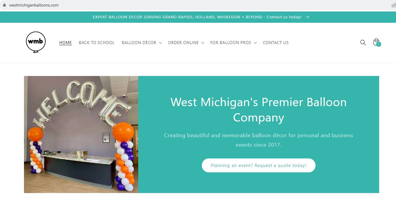 Balloon Business Website + Online Store